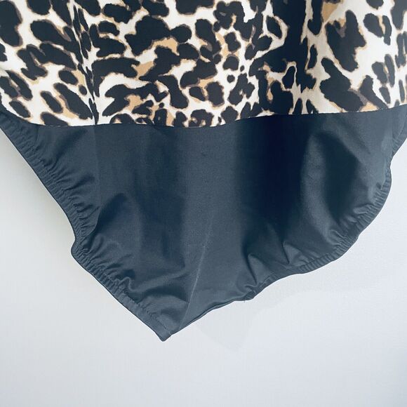 Trimshaper One Piece Swimsuit Size 14 Black Leopard Slimming Rouching Bra Cups - Picture 10 of 12